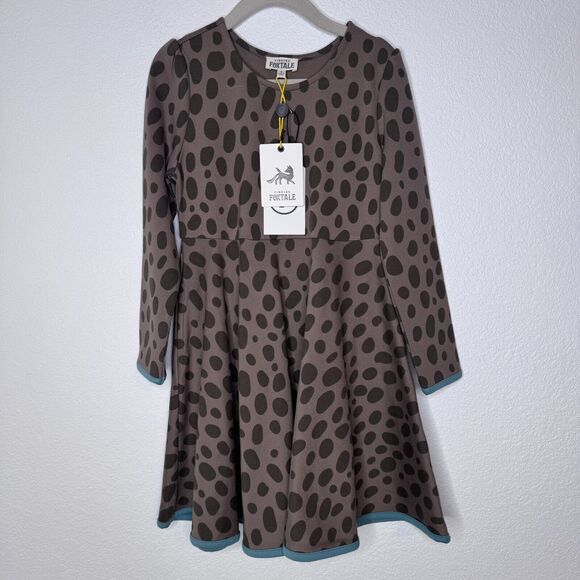 NEW Finding Foxtale Girls Skipping Rock Dress Size 5 Brown Stretch Animal Print - Picture 4 of 11